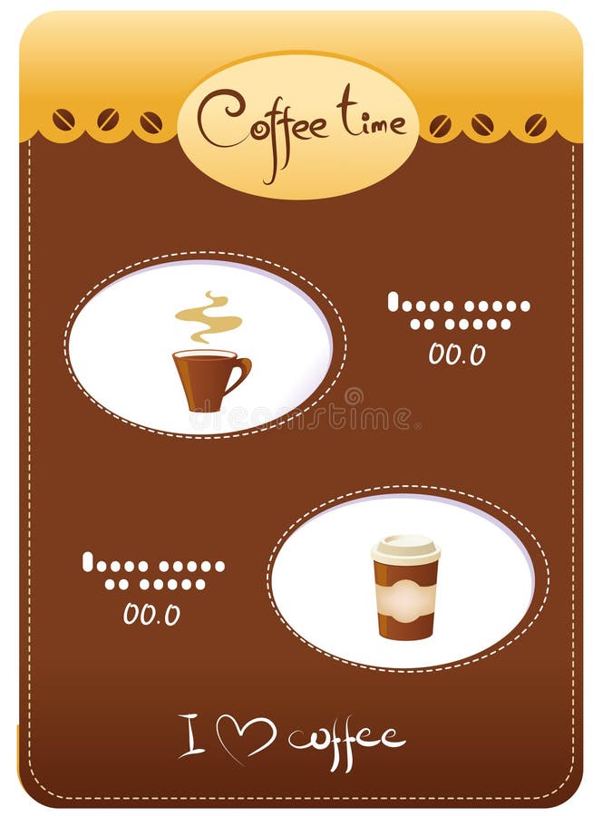 Template menu of coffee