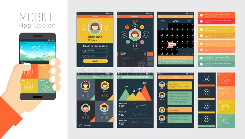 Template for mobile app and website design stock illustration