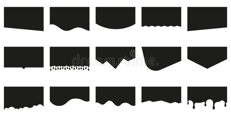 Template of Modern Black Dividers Shapes for Website Pictogram Set. Curve Lines, Drops, Wave Collection of Abstract royalty free illustration