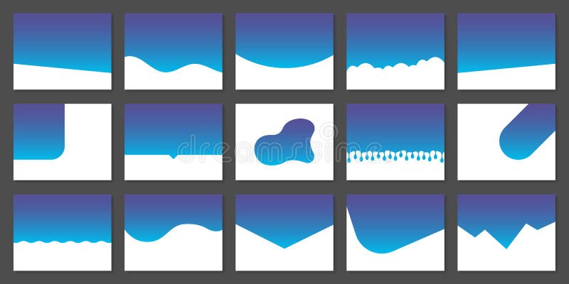 Template of Modern Dividers Shapes for Website Pictogram Set. Curve Lines, Drops, Wave Collection of Abstract Design vector illustration