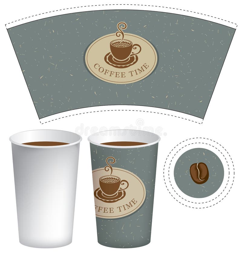 Template Paper Cup for Hot Drink with Coffee Cup Stock Vector