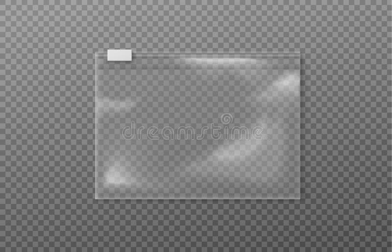 Template of Plastic Empty Zipper Bag Realistic Vector Illustration Isolated. Stock Vector