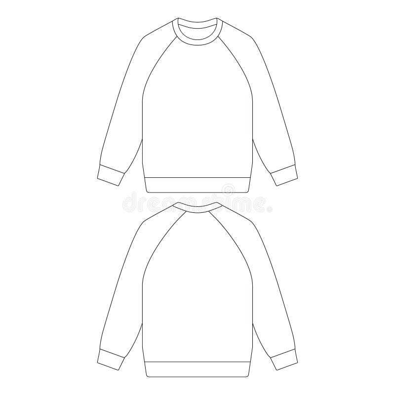 Template Raglan Crewneck Vector Illustration Flat Design Outline