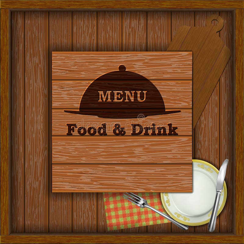 Menu on the Background of Wooden Board Stock Vector - Illustration of  panel, message: 106543869