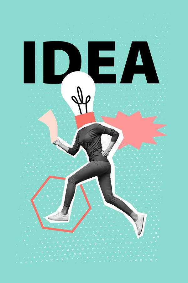 Template sketch image composite artwork collage of woman body run idea lamp head hold sheet challenge way entrepreneur beginning point. Graphics way stock images, royalty-free photos and pictures