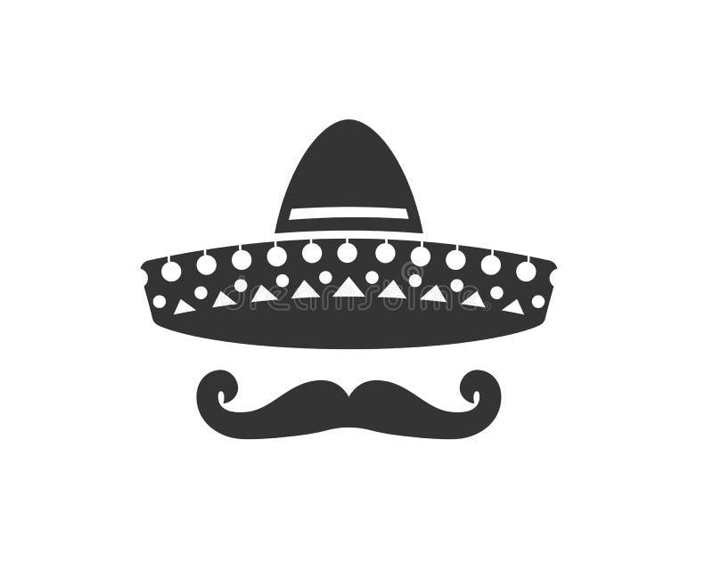 Sombrero silhouette, hat and mustache. 