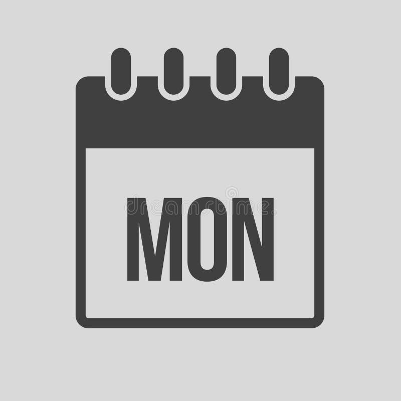 Template icon page calendar, day of week Monday. Template square icon page calendar, day of the week - Monday. Simple vector object illustration. Date list of month, to-do list. Calendar on the wall. Pictogram of schedule and planning