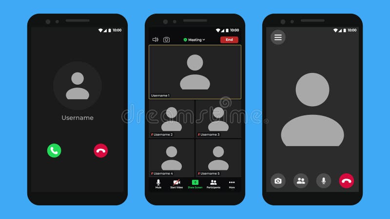Template video conference user interface. Application for social communication. stock illustration