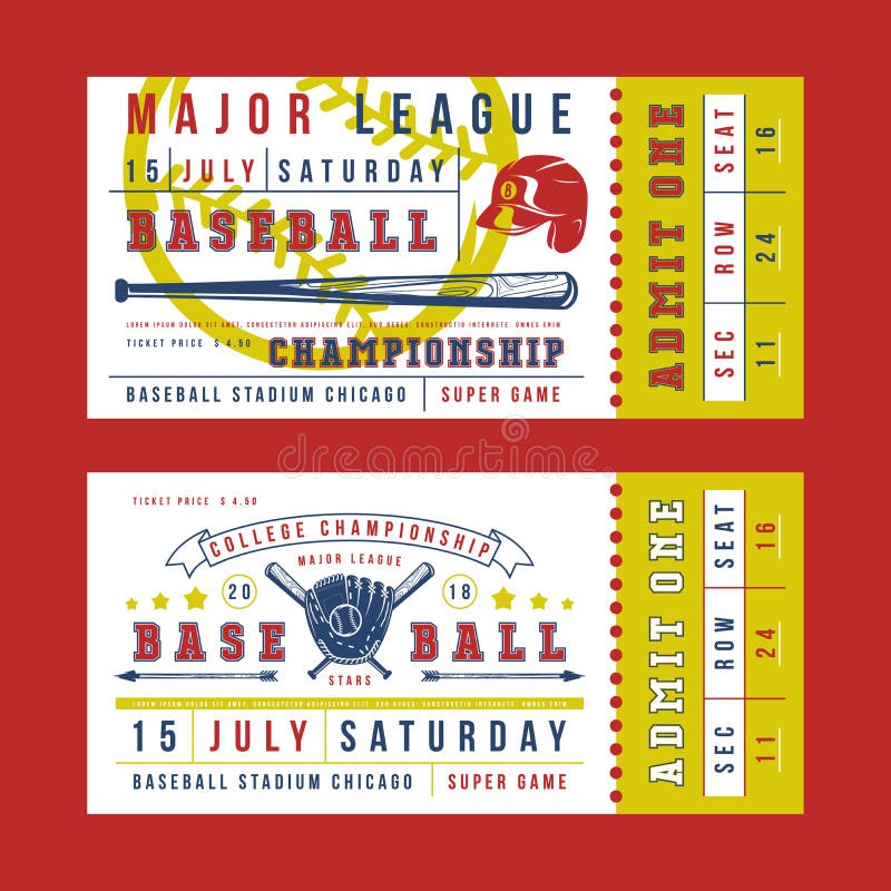Baseball Ticket Template Stock Illustrations 192 Baseball Ticket