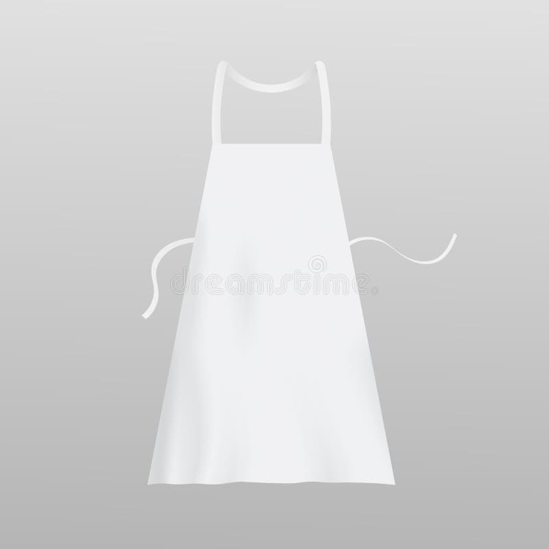 Template of White Blank Kitchen Apron, Realistic Vector Illustration