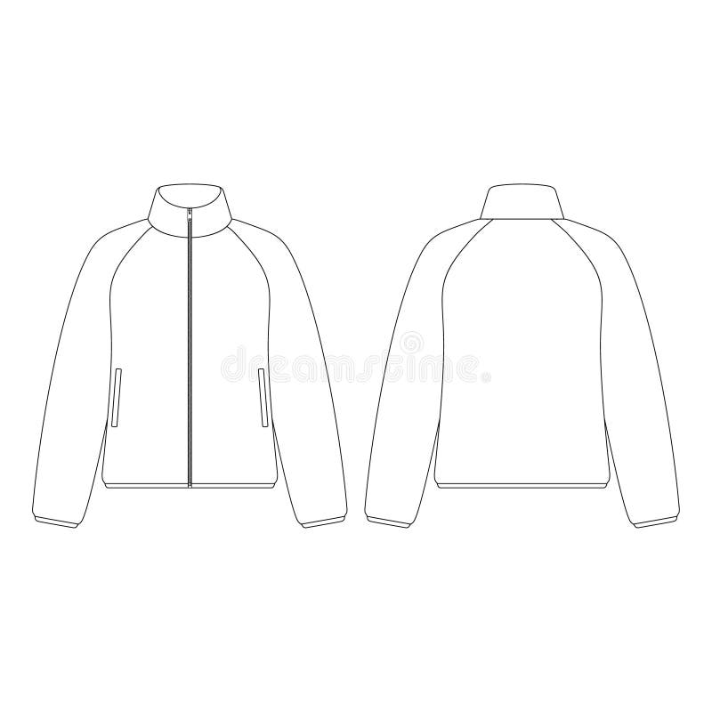 Template Women Fleece Raglan Zipped Jacket Vector Illustration Flat ...