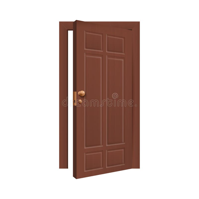 Template of Wooden Door Slightly Open, Realistic Vector Illustration  Isolated. Stock Vector - Illustration of doorway, house: 185552744