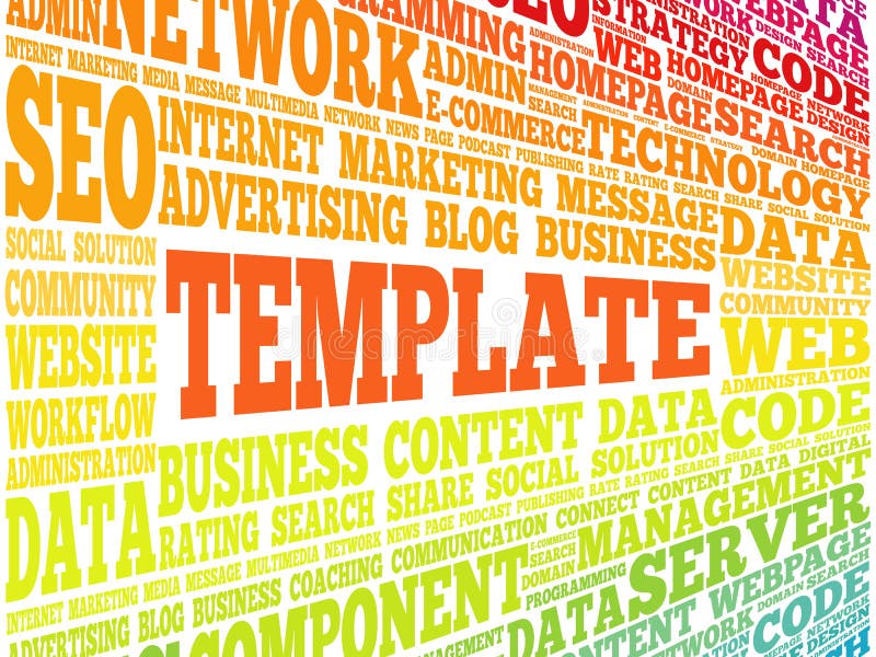 TEMPLATE word cloud stock illustration. Illustration of book 206641599