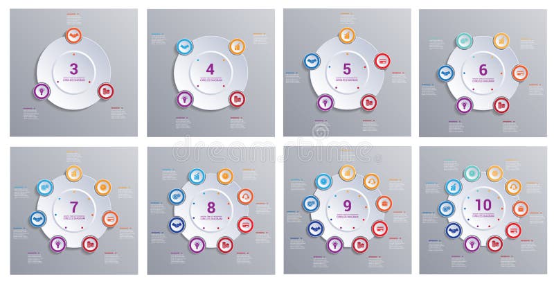 Templates modern Infographic for 3,4,5,6,7,8,9,10 options, business presentation or training