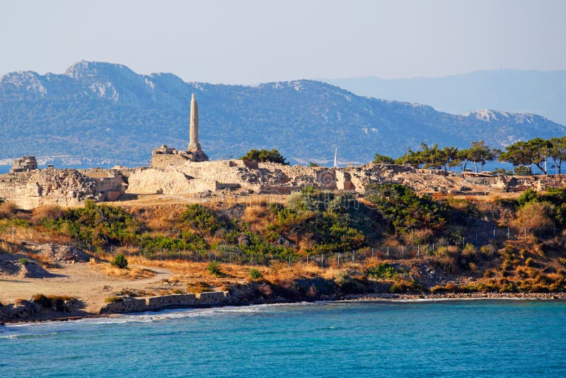 The Temple of Apollo at the top of Kolona in Aegina island, Greece