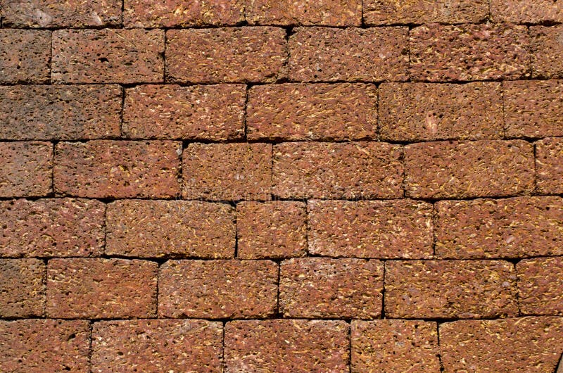 Temple Brick Wall Background And Texture In Goa, India Stock Photo