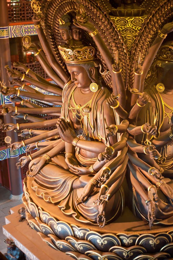 Temple, The Buddhist Goddess Guanyin Buddha Sculpt Stock Photo Image