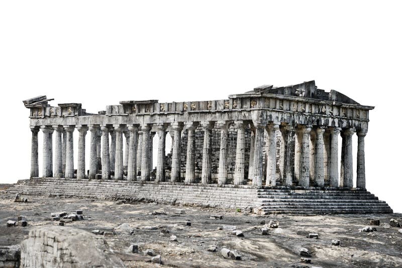 The Ancient Temple is a Building of Ancient Greek Architecture. Temple or Building Ruins. Broken Classic Ancient Building. Stock Photo - Image of destruction, isolated: 216720784