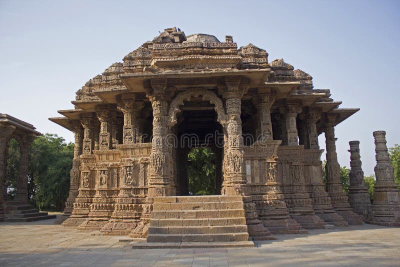 Modhera Sun Temple, a well known building with unique architecture designed specifically dedicated to the worship of the sun. Mehsana, Gujarat, India. Modhera Sun Temple, a well known building with unique architecture designed specifically dedicated to the worship of the sun. Mehsana, Gujarat, India.