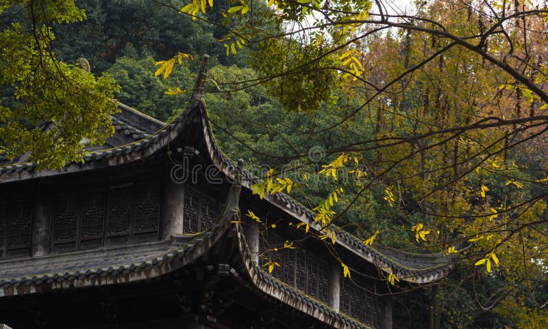 Closeup of Chinese temple eaves stock photos