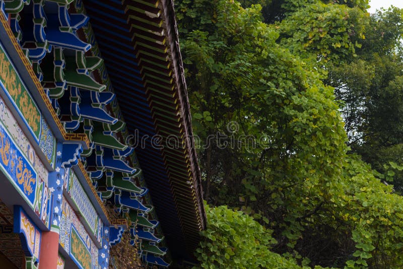 Tenon structure complex-Closeup of Chinese temple eaves stock images
