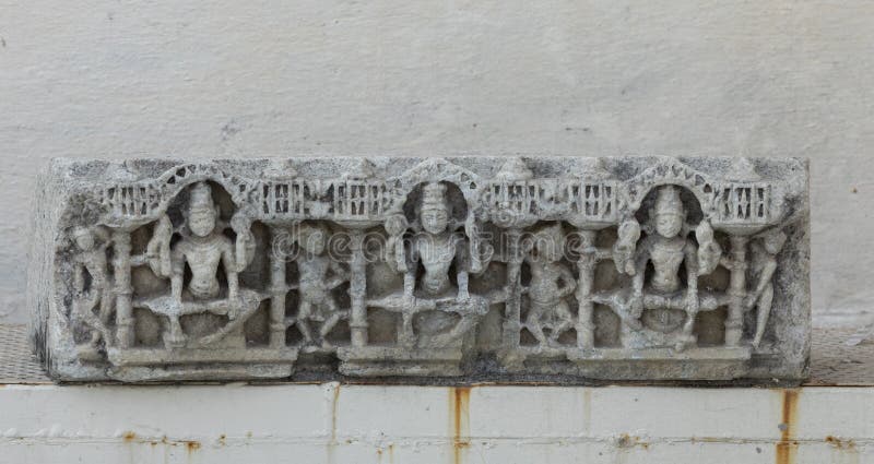 Temple God Carvings on Stone at City Palace,Udaipur,Rajasthan,India