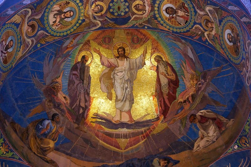 Temple orthodoxe de Pétersbourg de mosaïque du Christ Jésus