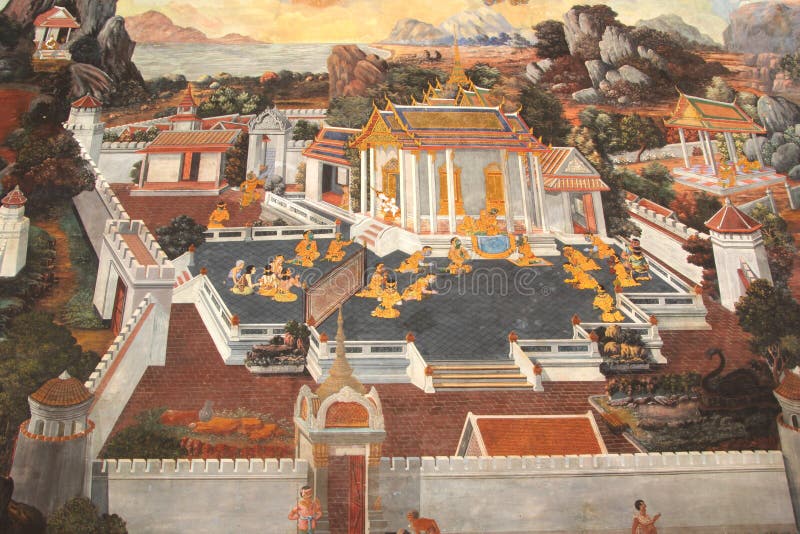 Temple painting bangkok thailand ramakien. Wat phra kea temple painting ramayana yaksha.Generality in Thailand,any kind of art decorated in Buddhist church stock photography Temple painting bangkok thailand ramakien. Wat phra kea temple painting ramayana yaksha.Generality in Thailand,any kind of art decorated in Buddhist church stock photography