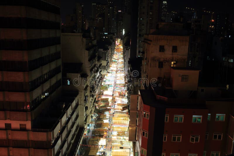 Temple street in hong kong stock photo. Image of asia - 211473926