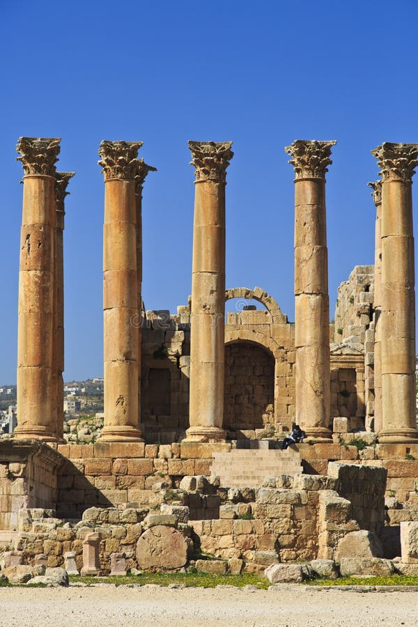 Corinthina columns in Jerash Artemis temple , Jordan. Corinthina columns in Jerash Artemis temple , Jordan