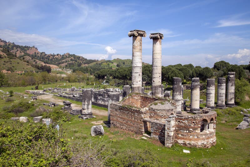 Ruins of the temple of Diana or Artemis in ancient Sardis, a city of the Roman Empire in modern Turkey. Ruins of the temple of Diana or Artemis in ancient Sardis, a city of the Roman Empire in modern Turkey