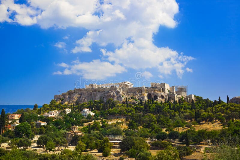 Parthenon temple in Acropolis at Athens, Greece - travel background. Parthenon temple in Acropolis at Athens, Greece - travel background