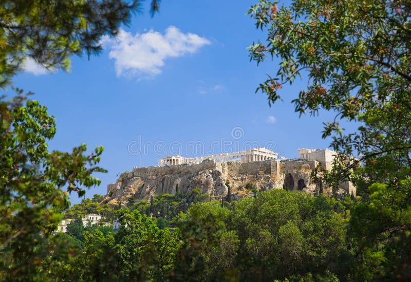 Parthenon temple in Acropolis at Athens, Greece - travel background. Parthenon temple in Acropolis at Athens, Greece - travel background