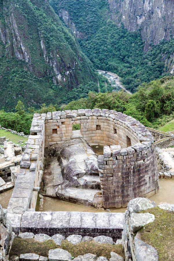 Templo del Sun en Machu Picchu fotos de archivo libres de regalías Templo del Sun en Machu Picchu fotos de archivo libres de regalías