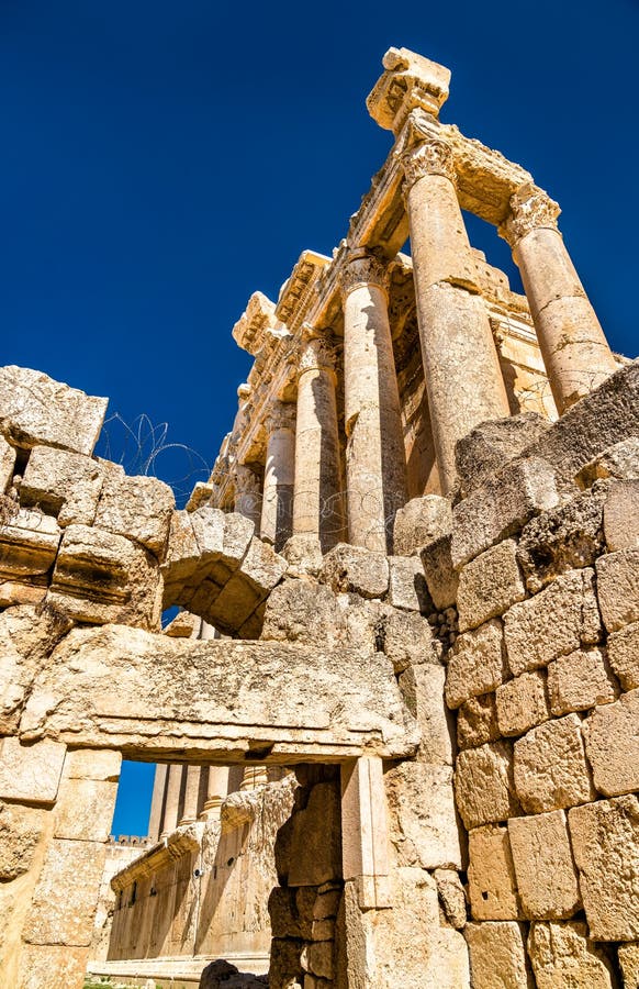 Templo do Baco em Baalbek, Líbano foto de stock Templo do Baco em Baalbek, Líbano foto de stock