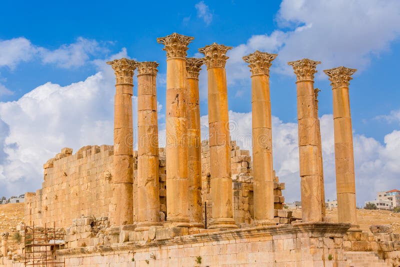 Jerash, Jordan Temple of Artemis in the ancient Roman city of Gerasa, preset-day Jarash. Jerash, Jordan Temple of Artemis in the ancient Roman city of Gerasa, preset-day Jarash