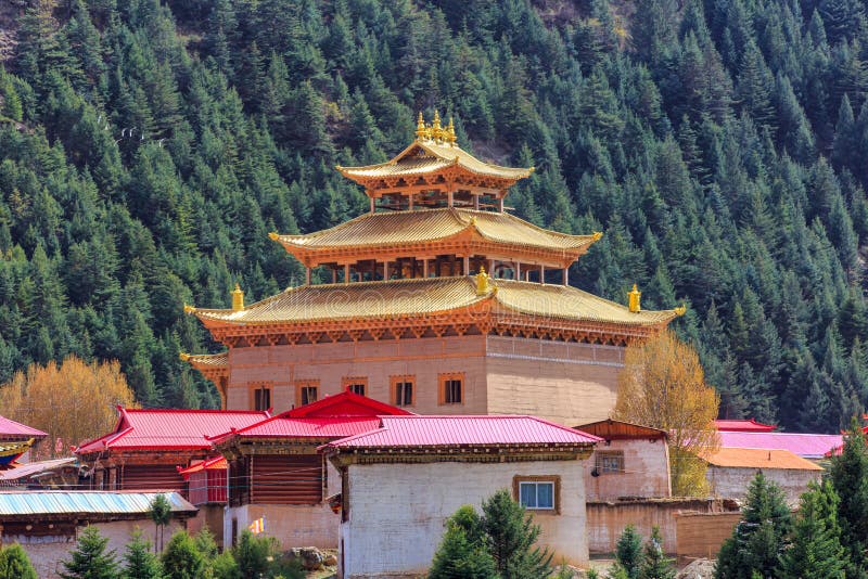 Chinese temple or pagoda tibet style and landmarks public place in Ganzi, Sichuan, China. Chinese temple or pagoda tibet style and landmarks public place in Ganzi, Sichuan, China