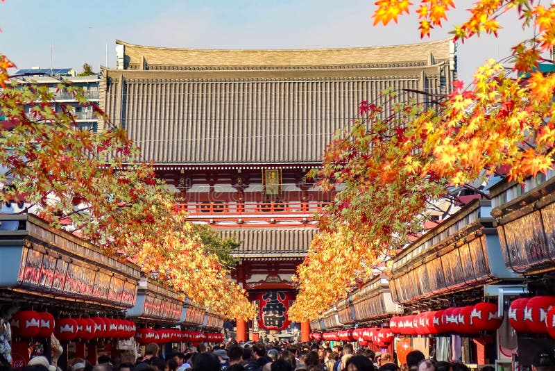 Sensoji Temple Hozomon Gate and a red lantern in Asakusa, Tokyo, Japan. October 27, 2023. Sensoji Temple Hozomon Gate and a red lantern in Asakusa, Tokyo, Japan. October 27, 2023