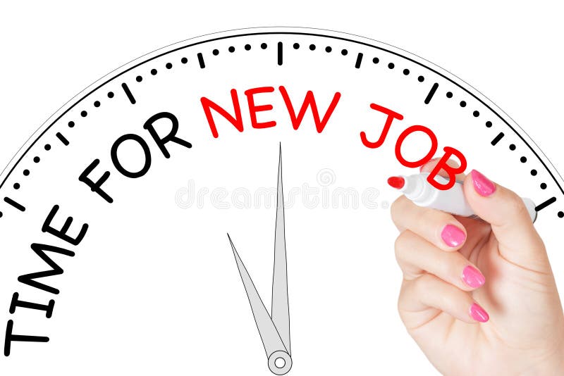 Tempo da escrita da mão da mulher para Job Message novo com o marcador vermelho em T ilustração royalty free Tempo da escrita da mão da mulher para Job Message novo com o marcador vermelho em T ilustração royalty free
