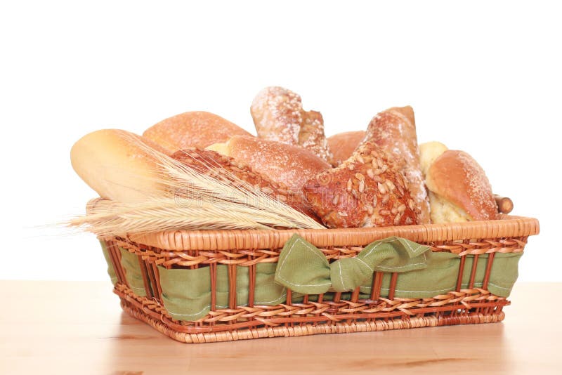 Basket full of various rolls - breakfast time. Basket full of various rolls - breakfast time