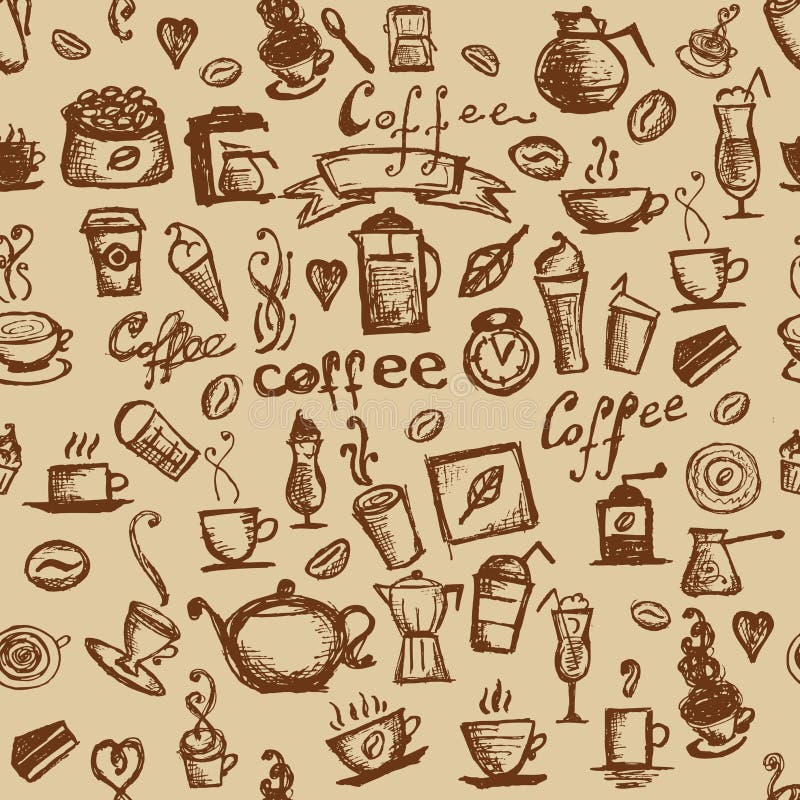 Tempo del caffè, priorità bassa senza giunte per il vostro disegno illustrazione vettoriale Tempo del caffè, priorità bassa senza giunte per il vostro disegno illustrazione vettoriale