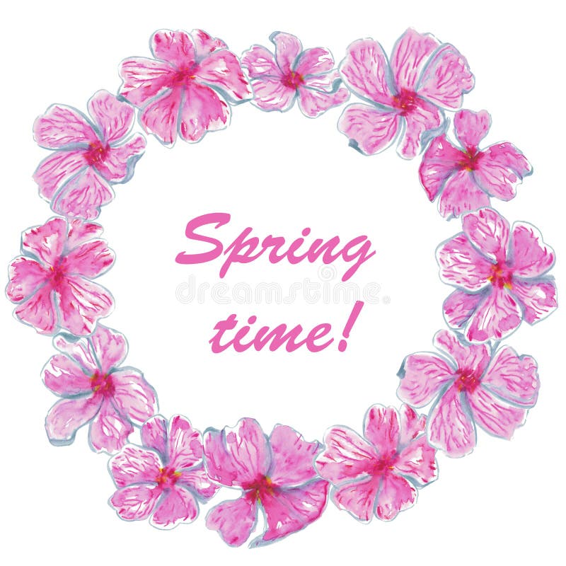 Tempo di primavera della struttura del cerchio dell'acquerello illustrazione di stock Tempo di primavera della struttura del cerchio dell'acquerello illustrazione di stock