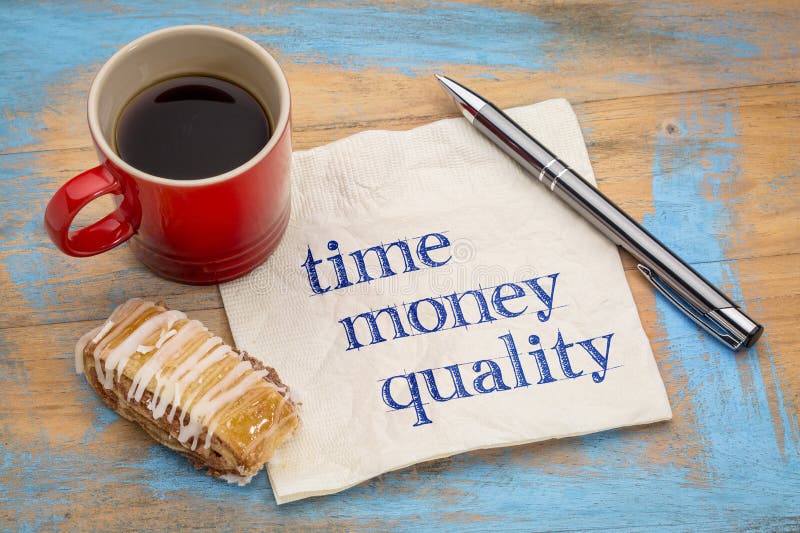 Tempo, dinheiro e qualidade - conceito da gestão imagens de stock royalty free Tempo, dinheiro e qualidade - conceito da gestão imagens de stock royalty free