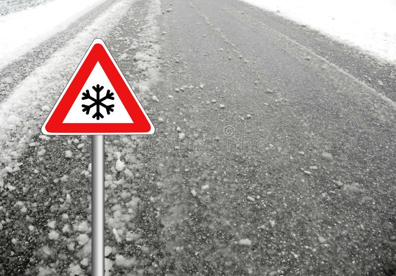 Snow warning sign winter weather background. Snow warning sign winter weather background