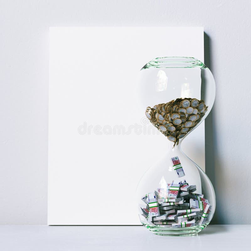 Tempo é dinheiro Imagem conceptual com zombaria acima do cartaz 3d rendem foto de stock Tempo é dinheiro Imagem conceptual com zombaria acima do cartaz 3d rendem foto de stock