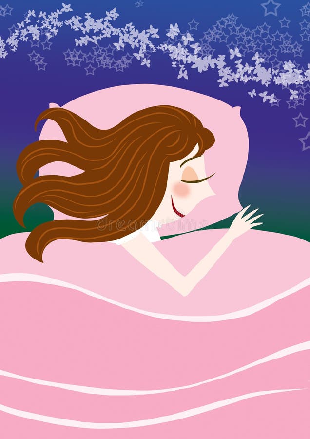 An illustration of a sleeping lady. An illustration of a sleeping lady.