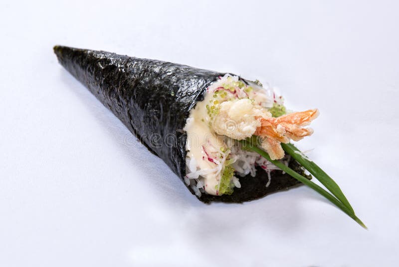 Tempura Prawn Hand Roll Temaki Stock Image Image of assorted, diet