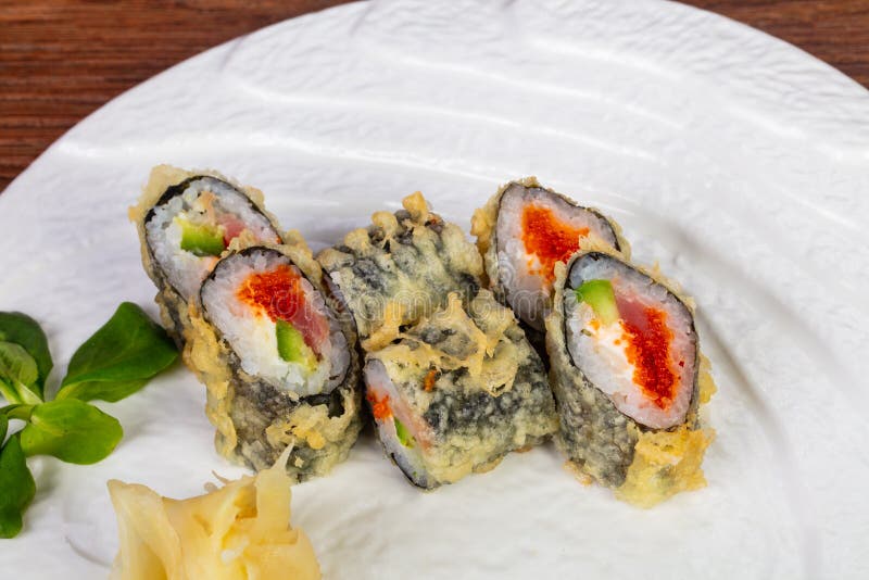 Tempura roll with tuna stock image. Image of salmon 119907007