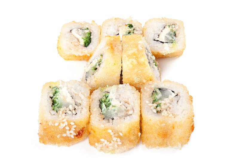Tempura Sushi With Cream Cheese Dipped In Batter Stock Photo Image of black, rice 34621364