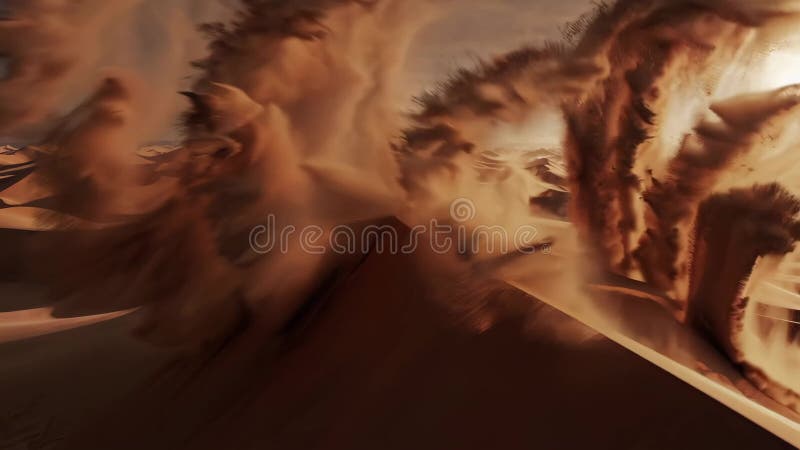 Tempête de sable du désert avec des dunes profondes sous ciel nuageux paysage spectaculaire vue. illustration stock